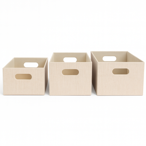 Linen-Weave Fabric Storage Bin