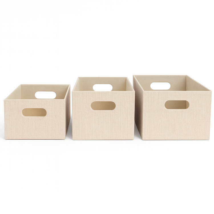 Linen-Weave Fabric Storage Bin