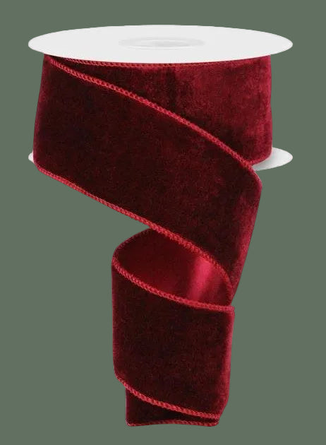 Burgundy Velvet & Satin Ribbon, 10 yd