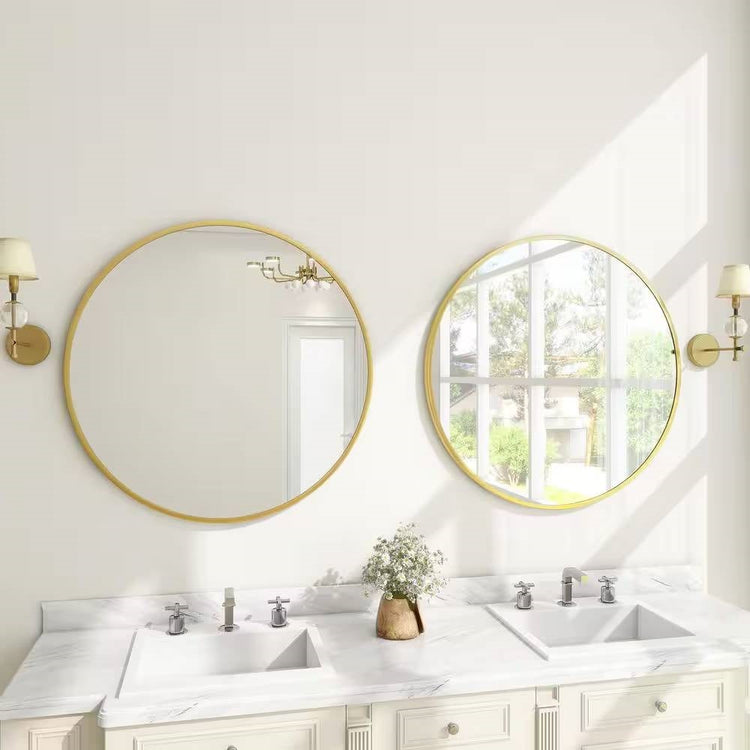 Round Gold-Frame Wall Mirror