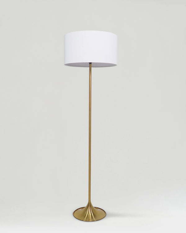 Tulip Base Brass-Tone Floor Lamp