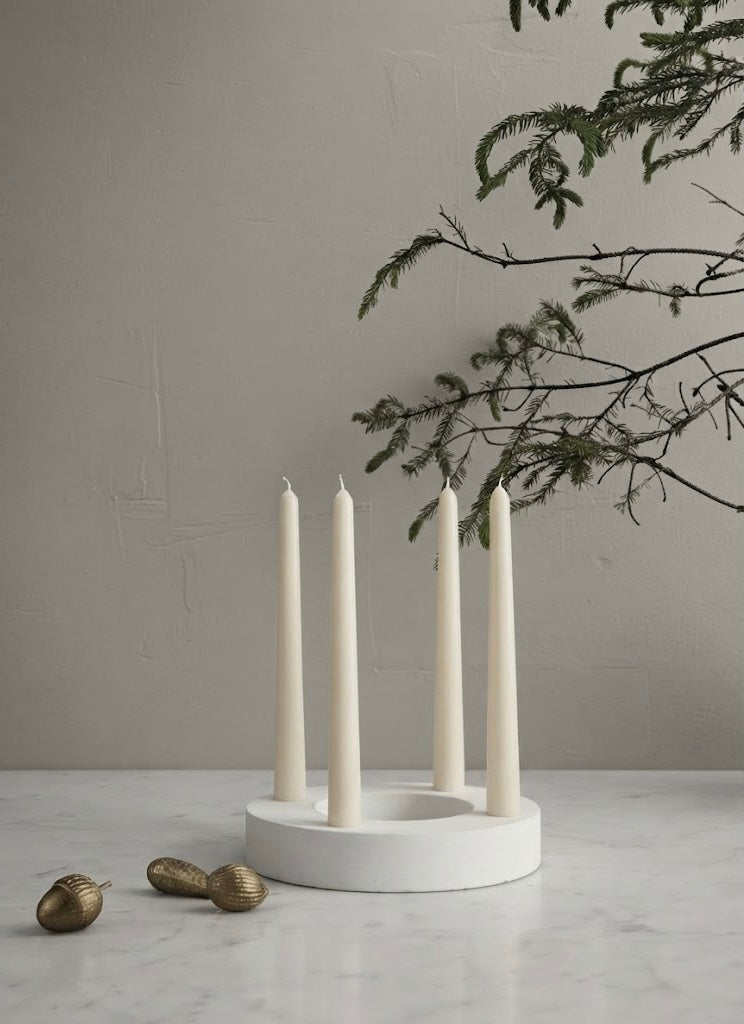 Matte White Handmade Ceramic Taper Candle Holder, 4-Taper