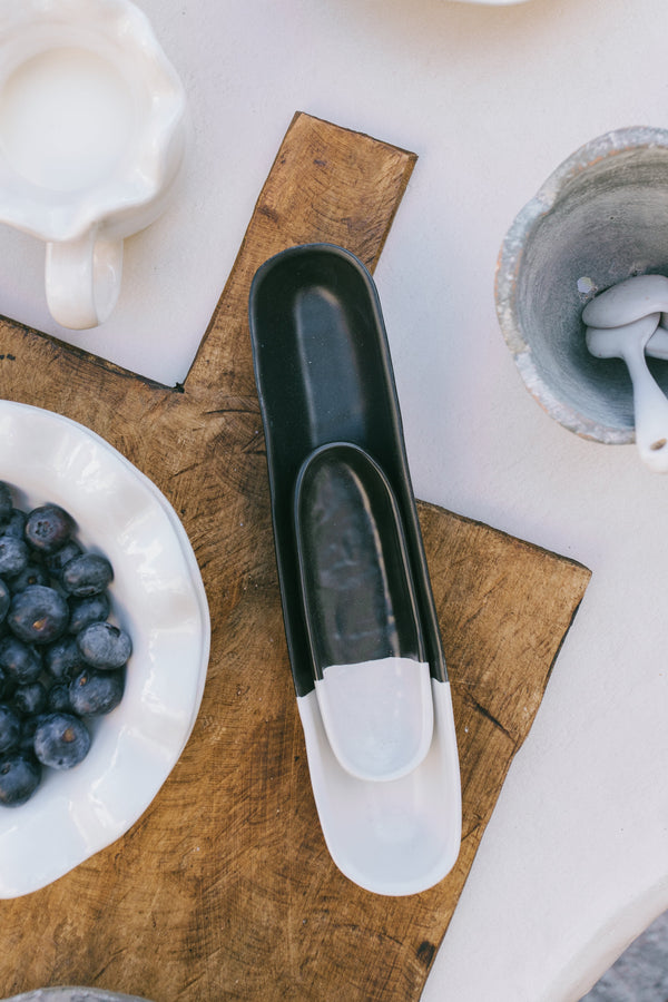 Two-Tone Ceramic Olive Bowl Set