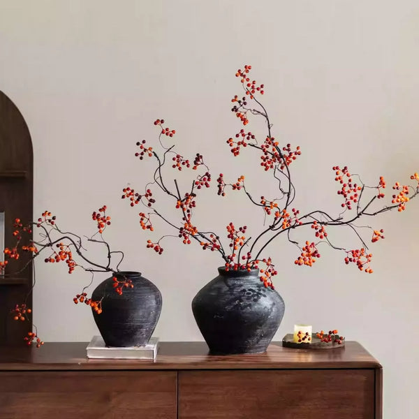 Faux Red Berry Branch Stem
