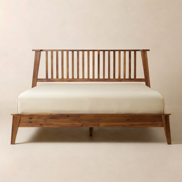 Spindle Headboard Solid Wood Bed & Nightstand Set