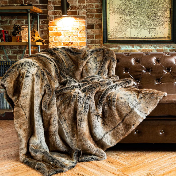 Tonal Stripe Faux Fur Throw — Long-pile faux fur throw in tonal stripes, available in four colorways and three sizes