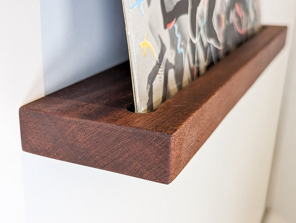 Mahogany Floating Vinyl Record Shelf