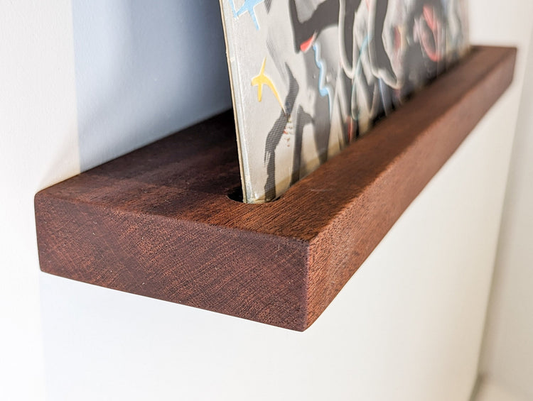 Mahogany Floating Vinyl Record Shelf