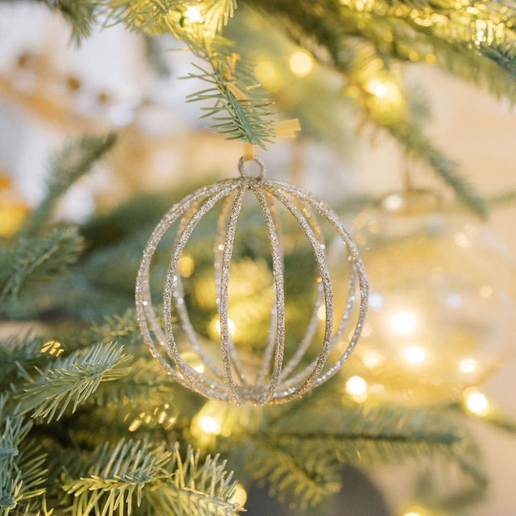 Champagne Glitter Onion Ornaments, Set of 6