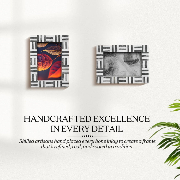 Grey Bone Inlay Grid Picture Frame
