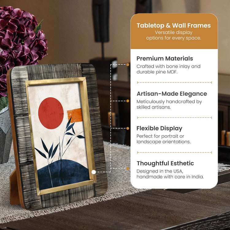 Horn Inlay Brass Picture Frame