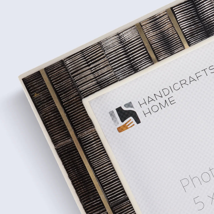 Brown Horn & Brass Inlay Picture Frame