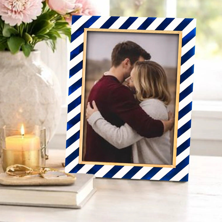 Striped Resin Brass Inlay Picture Frame