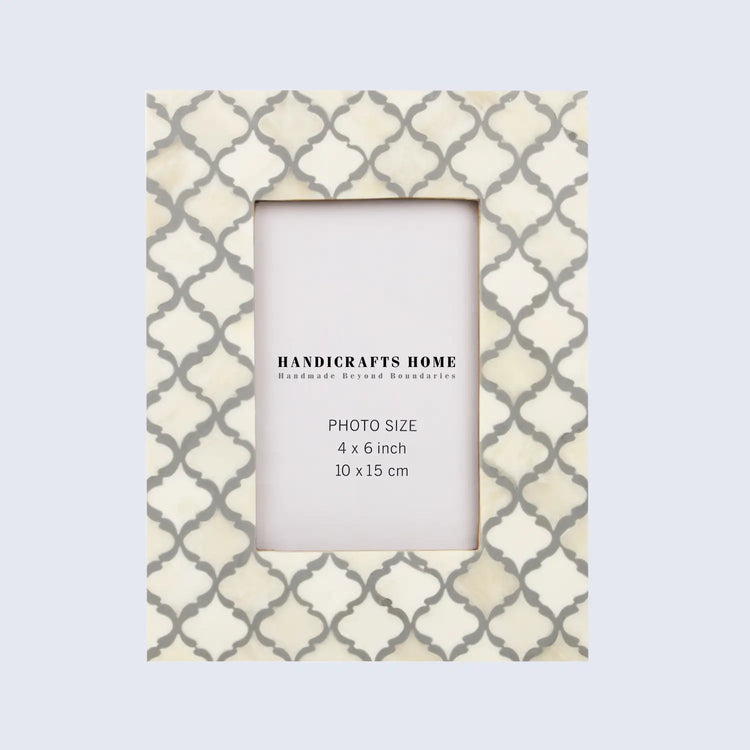 Moroccan Quatrefoil Bone Inlay Picture Frame