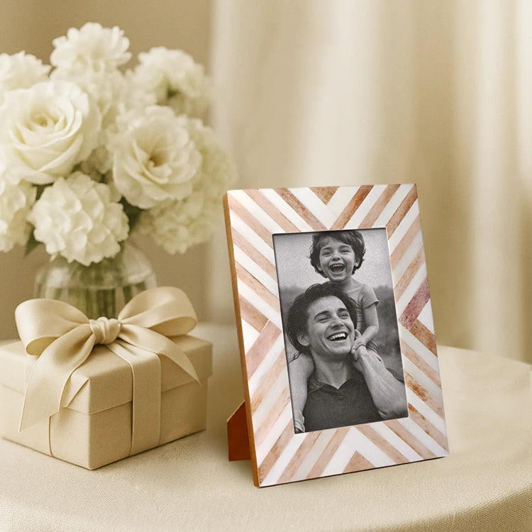 Chevron Bone Inlay Picture Frame