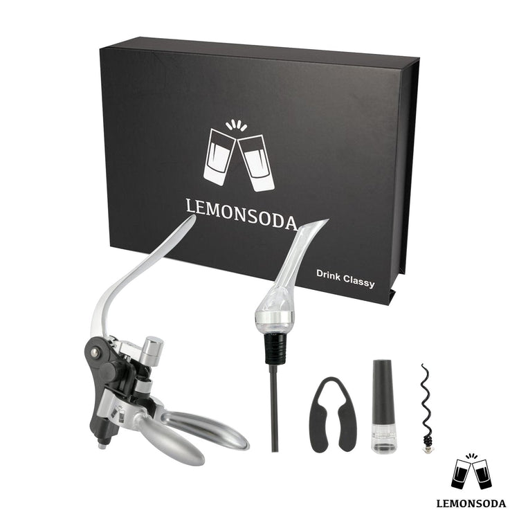 Matte Black Lever-Action Wine Opener Set