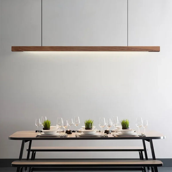 Linear Wood-Grain LED Pendant Light