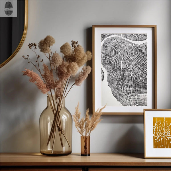 Hand-Pressed Sugar Maple Ring Art Print — Hand-pressed sugar maple tree ring print, signed limited edition, 12x16 inches
