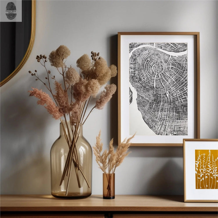 Hand-Pressed Sugar Maple Ring Art Print — Hand-pressed sugar maple tree ring print, signed limited edition, 12x16 inches