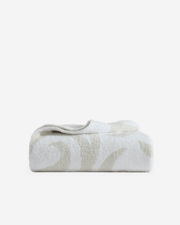 Casablanca-Print Soft Knit Bed Blanket – bed blankets, in taupe - off white | Roost & Roam