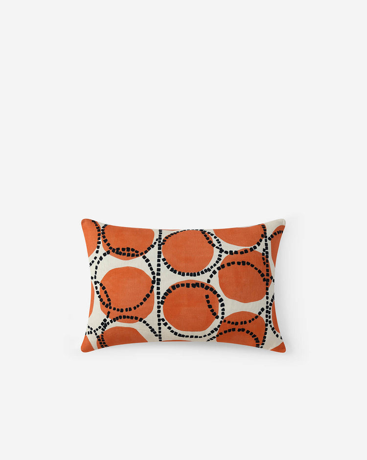 Printed Cotton Slub Lumbar Pillow