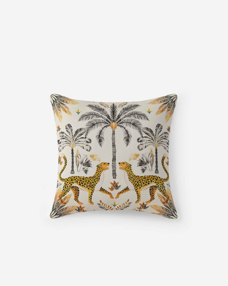 Printed Cotton Leopard Throw Pillow