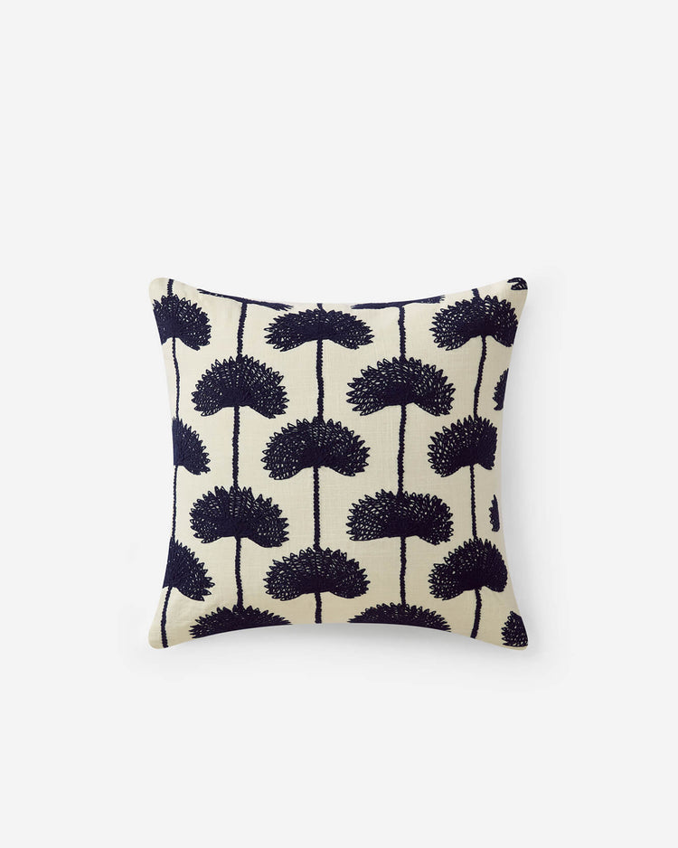 Palm Embroidered Linen-Blend Throw Pillow