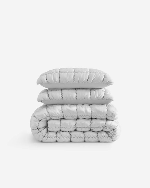 Lyocell Puff Comforter and Sham Set – bundle, in slate grey | Roost & Roam