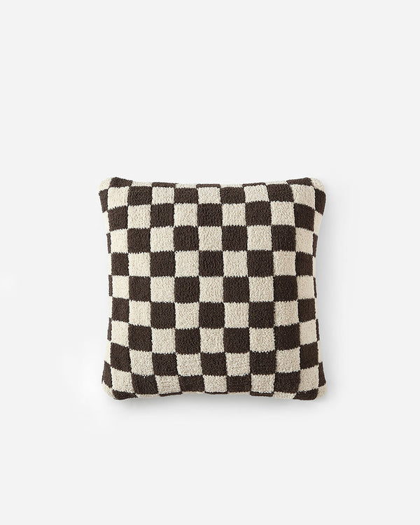 Checkerboard Bouclé Throw Pillow – pillows, in mocha - sahara tan | Roost & Roam