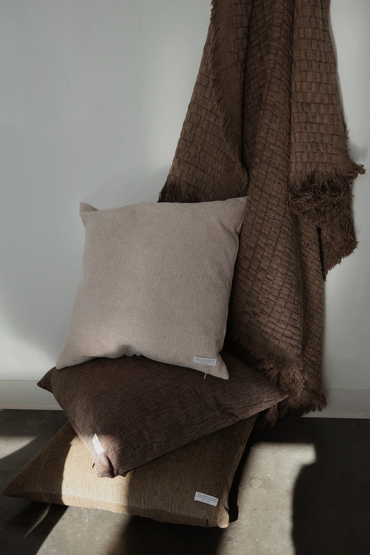 Woven Texture Throw Pillow — Mocha