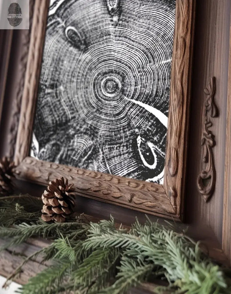 Hand-Pressed Knotted Pine Tree Ring Print — Hand-pressed tree ring print from fallen Utah knotted pine, artist-signed