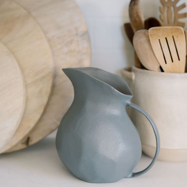 Matte Grey Aluminum Handled Vase
