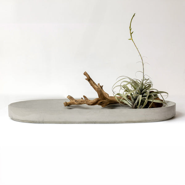 Micro Terrazzo Concrete Oval Platter — Low-profile cast concrete platter in five micro terrazzo colorways for tabletop use