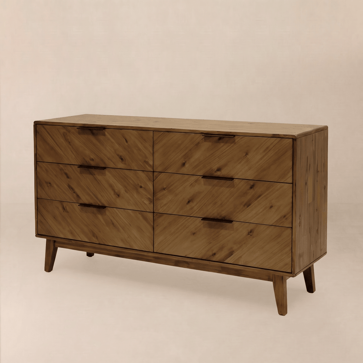 Mid-Century Six-Drawer Wood Dresser