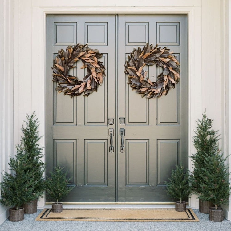 Faux Brown Magnolia Leaf Wreath 30 in