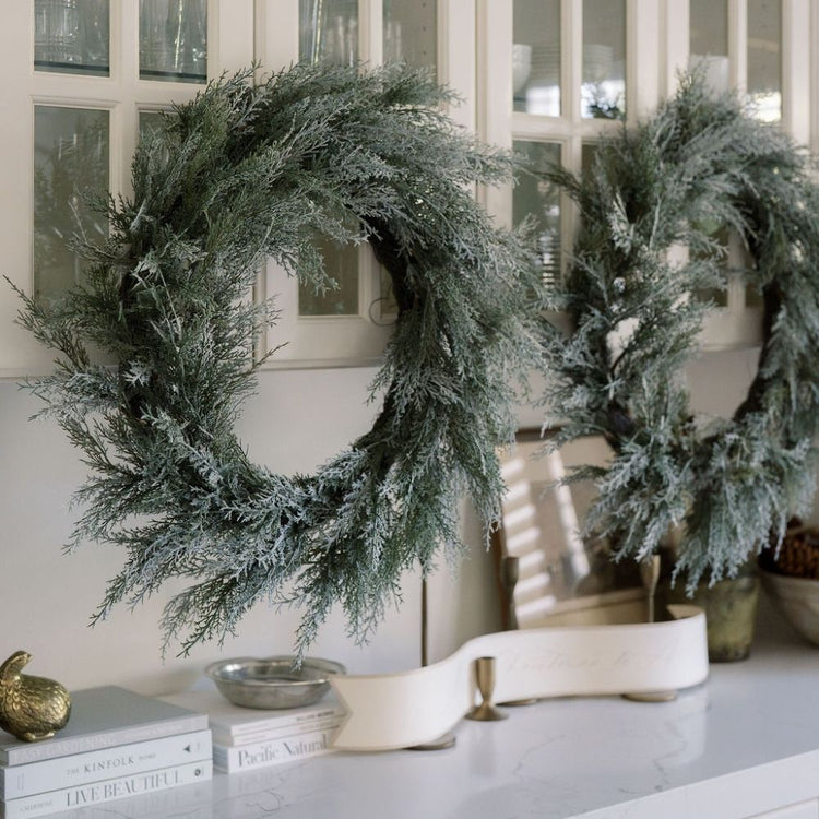 Flocked Cedar Wreath, 30 in