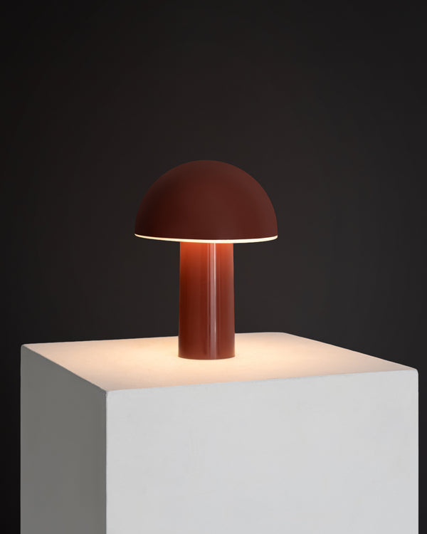 Dome-Shade Cordless Portable Lamp — Cordless mushroom lamp with touch dimming and 30-hour battery life