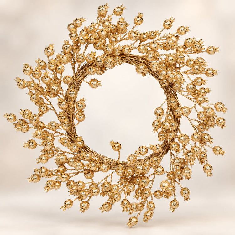 Gold Glitter Berry Wreath, 24 in