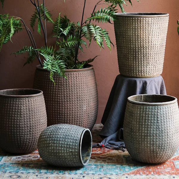 Dimple-Textured Cement Planter