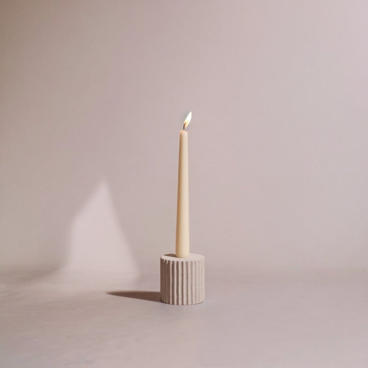 Ridged Sandstone Taper Candle Holder