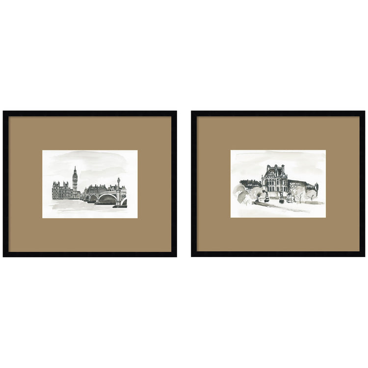 Cityscape Sketch Framed Print Set