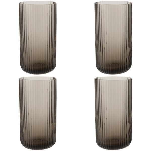 Fluted Smoke Glass Tumbler Set