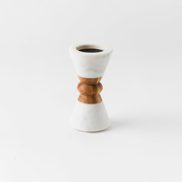 Marble Acacia Wood Candleholder