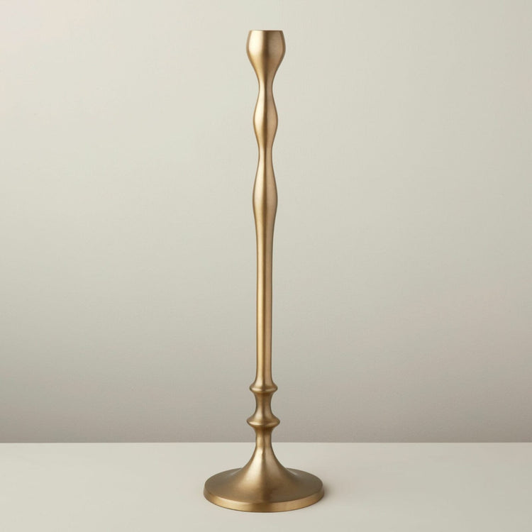 Aged Bronze Taper Candlestick — Tall hand-assembled candlestick in a matte aged-bronze finish