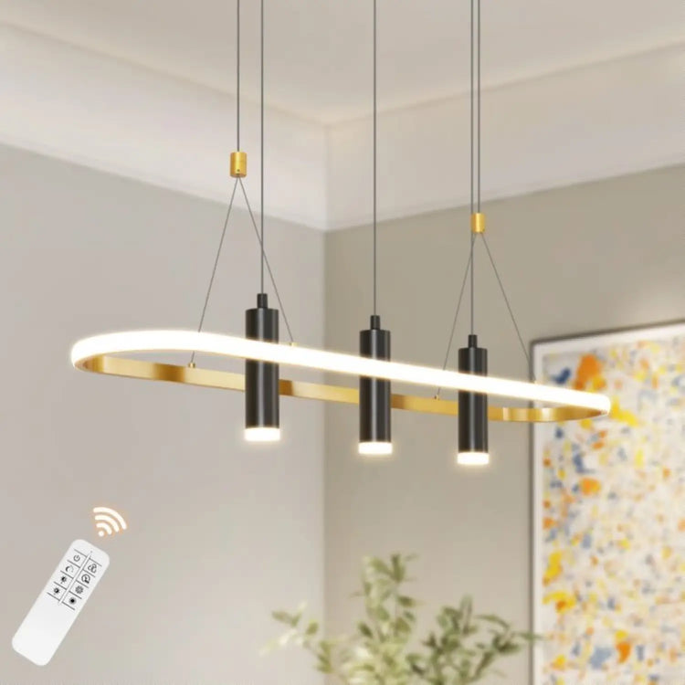 Black & Gold Four-Light LED Island Pendant