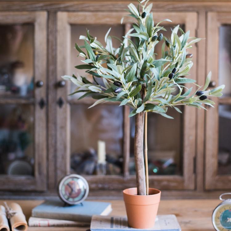 Faux Olive Topiary Potted Tree