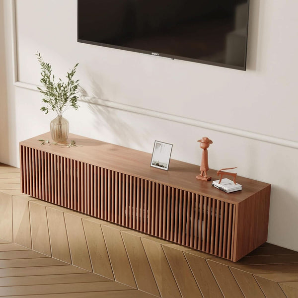Slatted Wood-Grain Media Console