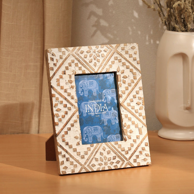 Carved Mango Wood Photo Frame