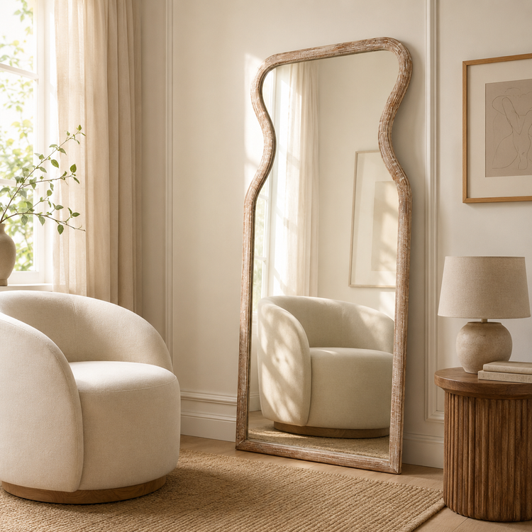 Whitewashed Mango Wood Full-Length Mirror