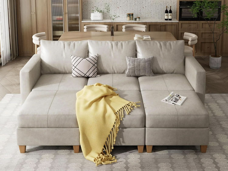 Faux Leather Modular Sectional Sofa